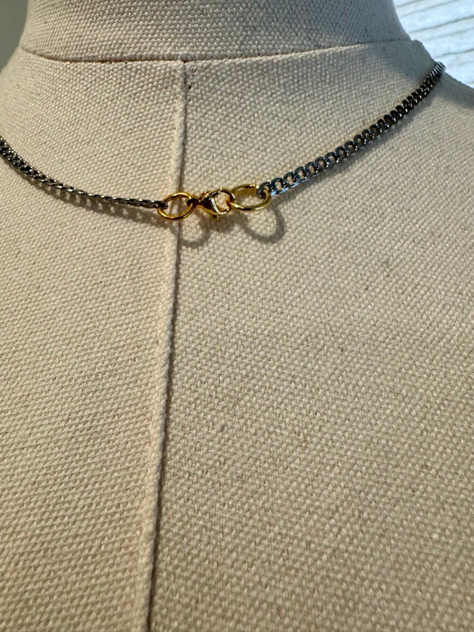 NWOT Sterling Silver Horse Bit Necklace w/Gold Accents & Clasp