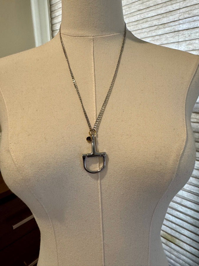 NWOT Sterling Silver Horse Bit Necklace w/Gold Accents & Clasp