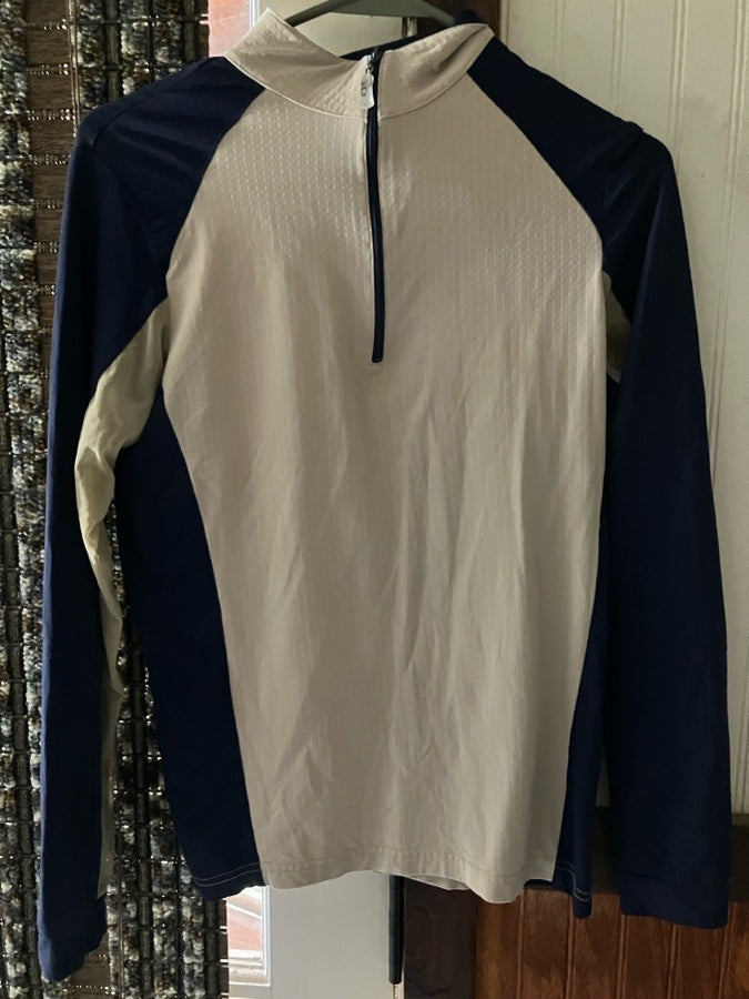 ARIAT Tan/Navy Eis 1/4 zip top M