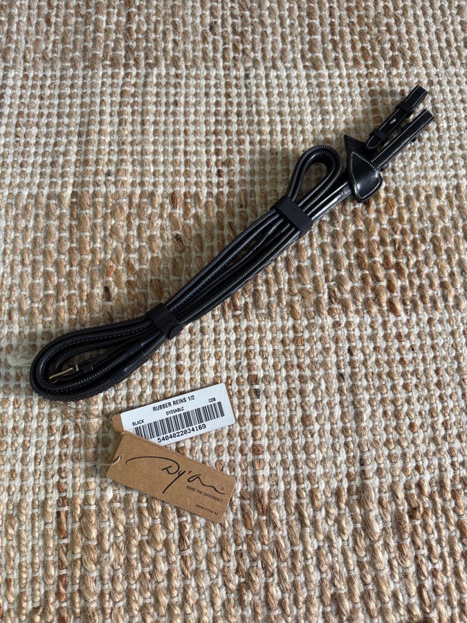DY'ON NWT Dy’on DC 1/2" Rubber Reins (Black, Cob)