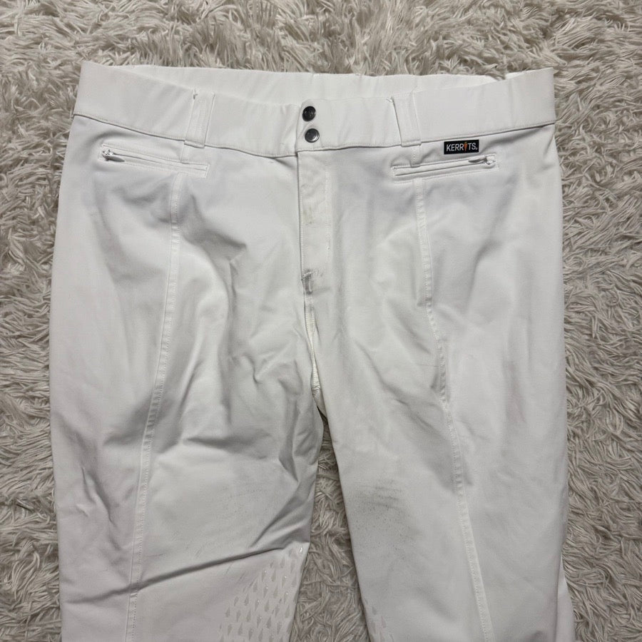 Women’s Size 1X White Kerrits Knee Patch Horseback Riding Breeches. Good Cond.