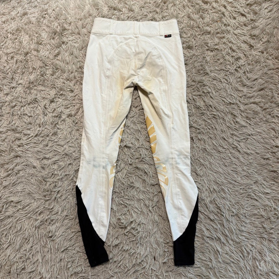 Women’s Size 22 White Struck Knee Patch Horseback Riding Breeches
