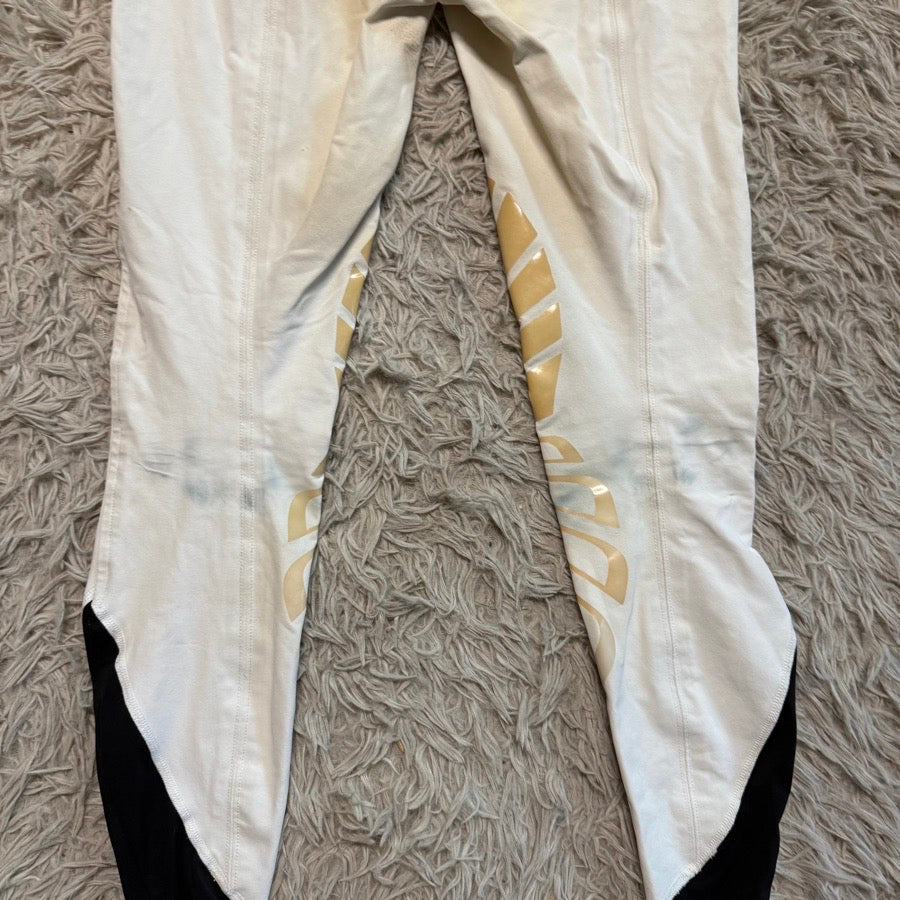 Women’s Size 22 White Struck Knee Patch Horseback Riding Breeches