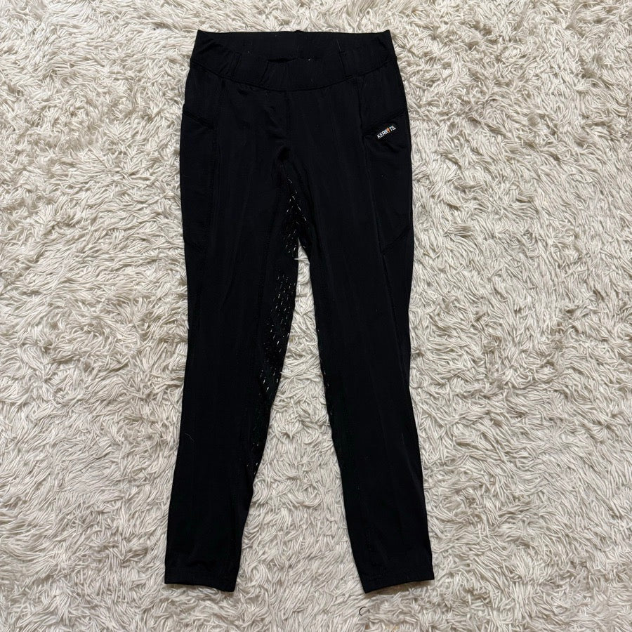 Women’s Large Black Kerrits Full Seat Horseback Riding Tights Breeches. Good Con