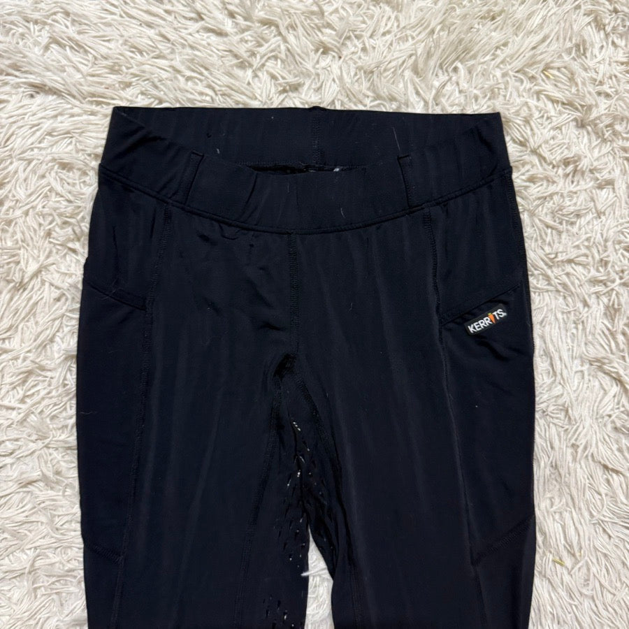 Women’s Large Black Kerrits Full Seat Horseback Riding Tights Breeches. Good Con