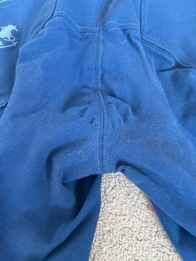 34R Smartpak Piper Original low-rise, cobalt w blue bird, knee patch. Used, Good