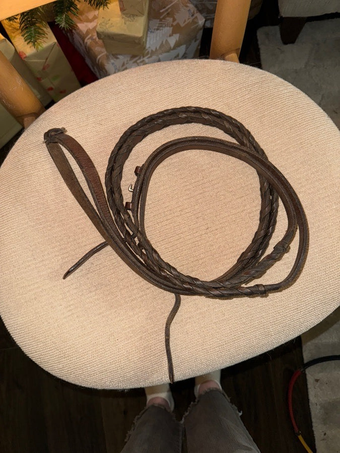 Brown braided reins