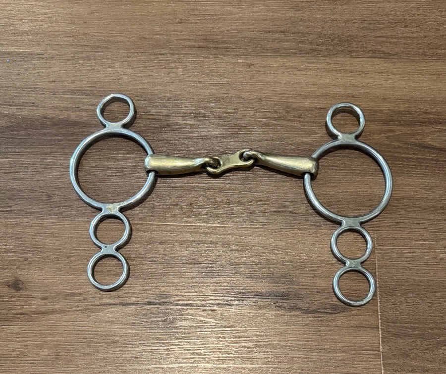 CORONET Coronet Three Ring French Link Copper Mouthpiece Gag/Elevator Bit. Size 5.5" (3)