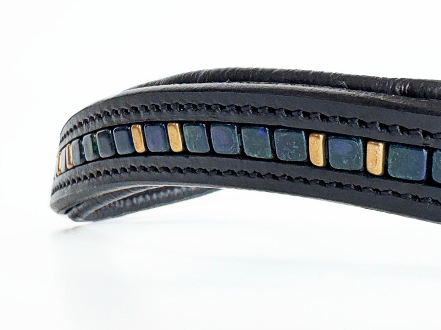 OTHER Blue & Gold Beaded Browband (5)