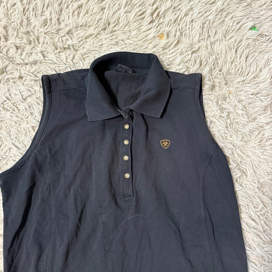 ARIAT Women’s XL Black Ariat Sleeveless Horseback Riding Polo Shirt (2)