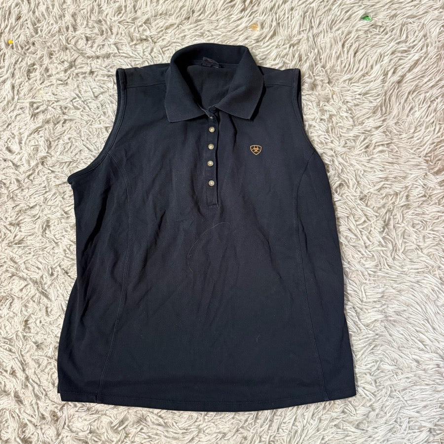 ARIAT Women’s XL Black Ariat Sleeveless Horseback Riding Polo Shirt