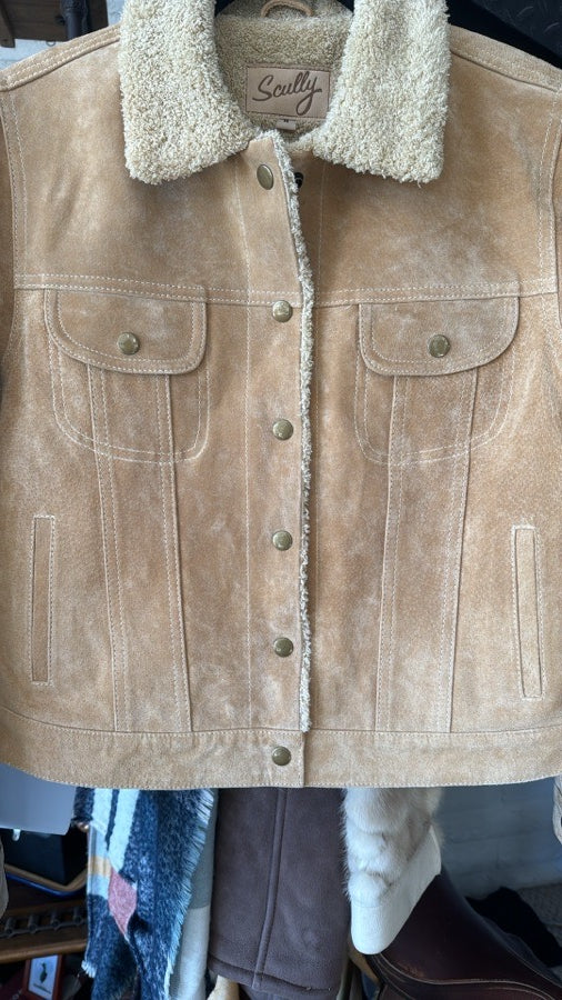 NWT Scully Suede Trucker Jean Jacket Women M Western Old Rust