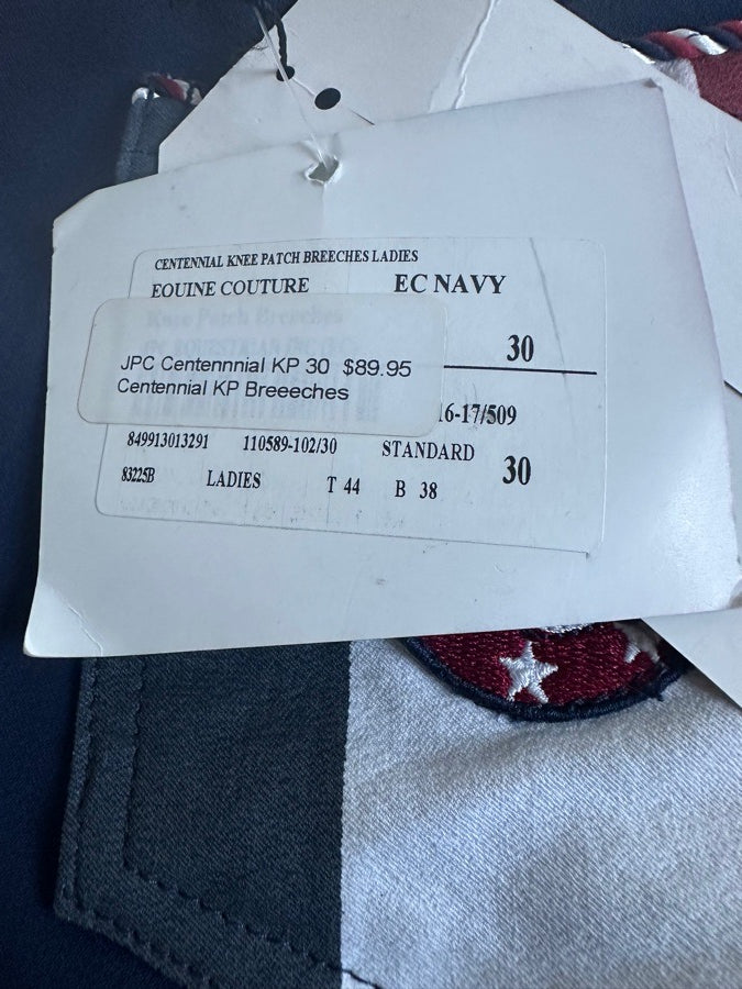 Equine Couture Breeches- Navy Size 30