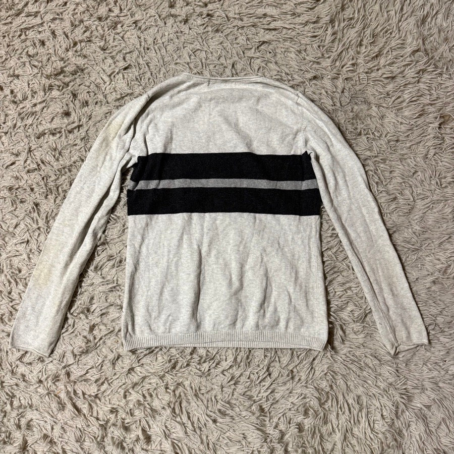 TKEQ Women’s M TKEQ the shop Grey Striped Long Sleeve Horseback Riding Sweater (5)