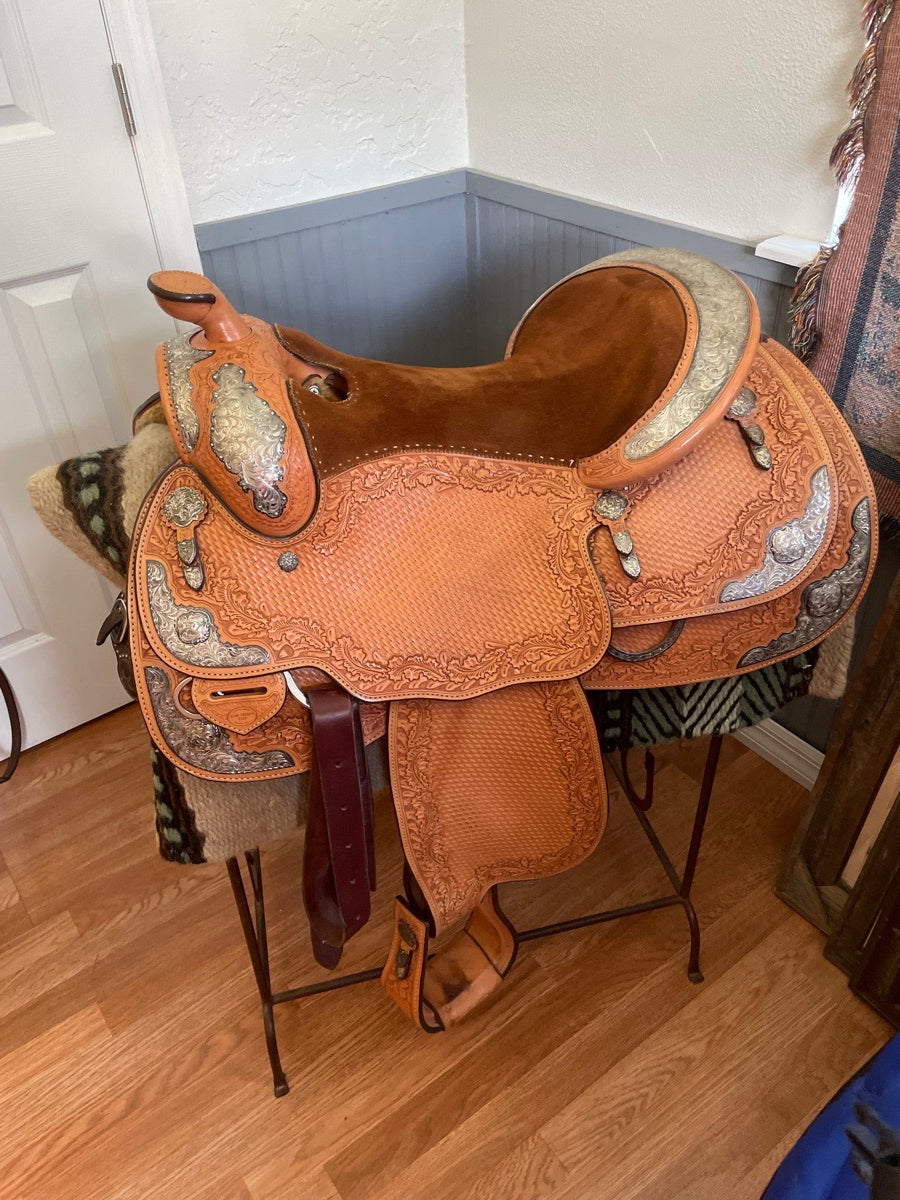 Blue ribbon equitation saddle.