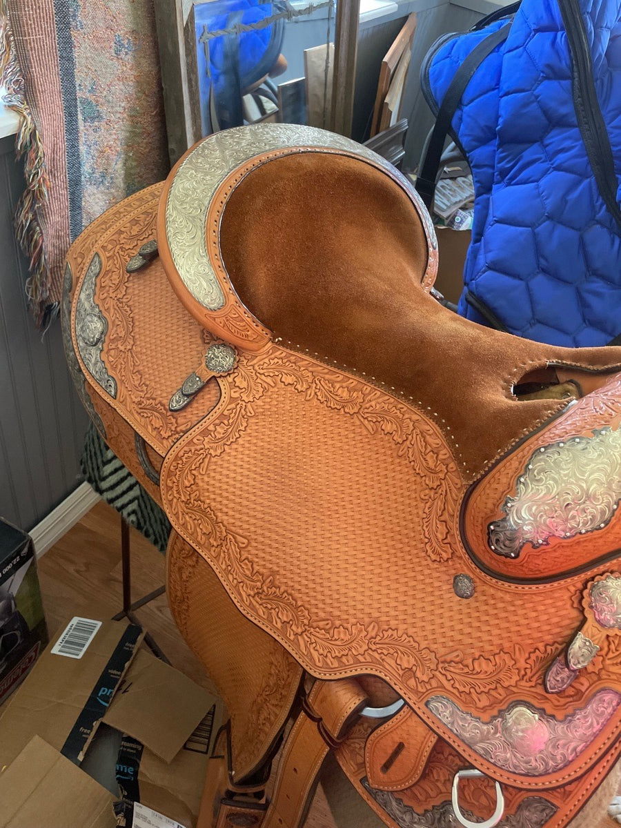 Blue ribbon equitation saddle.