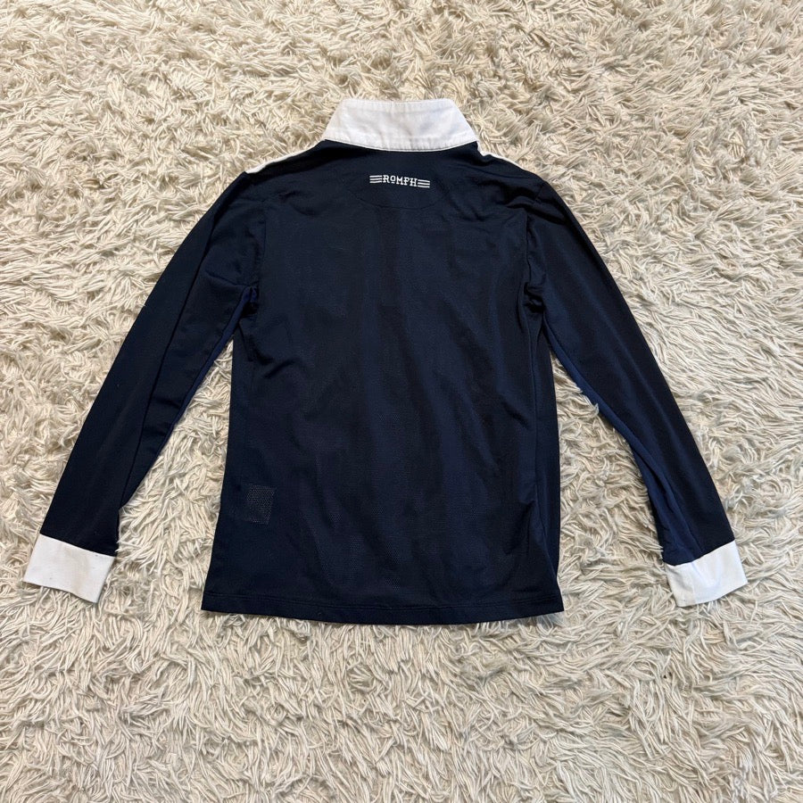 ROMFH Girl’s XL Navy/White Romfh Long Sleeve Horseback Riding Show Shirt. Good Cond. (3)