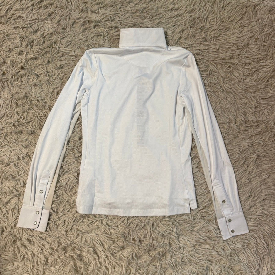 ROMFH Women’s XS White Romfh Long Sleeve Horseback Riding Show Shirt. Good Condition. (4)