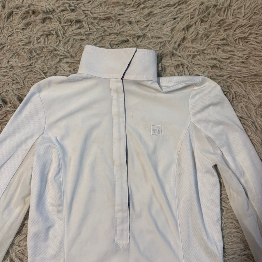 ROMFH Women’s XS White Romfh Long Sleeve Horseback Riding Show Shirt. Good Condition. (2)