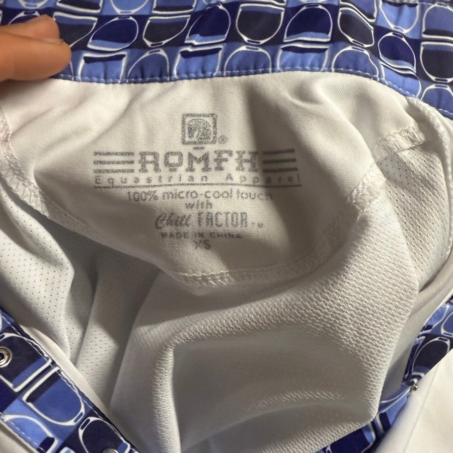 ROMFH Women’s XS White Romfh Long Sleeve Horseback Riding Show Shirt. Good Condition. (3)