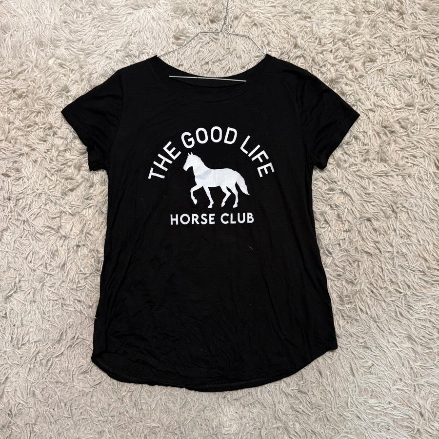 Other Women’s Medium Black “Good Life Horse Club” Horseback Riding Equestrian T-Shirt