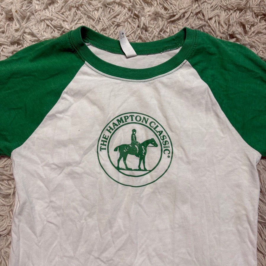 OTHER Girl’s Medium White/Green The Hampton Classics Horseback Riding Shirt. Good Cond (2)