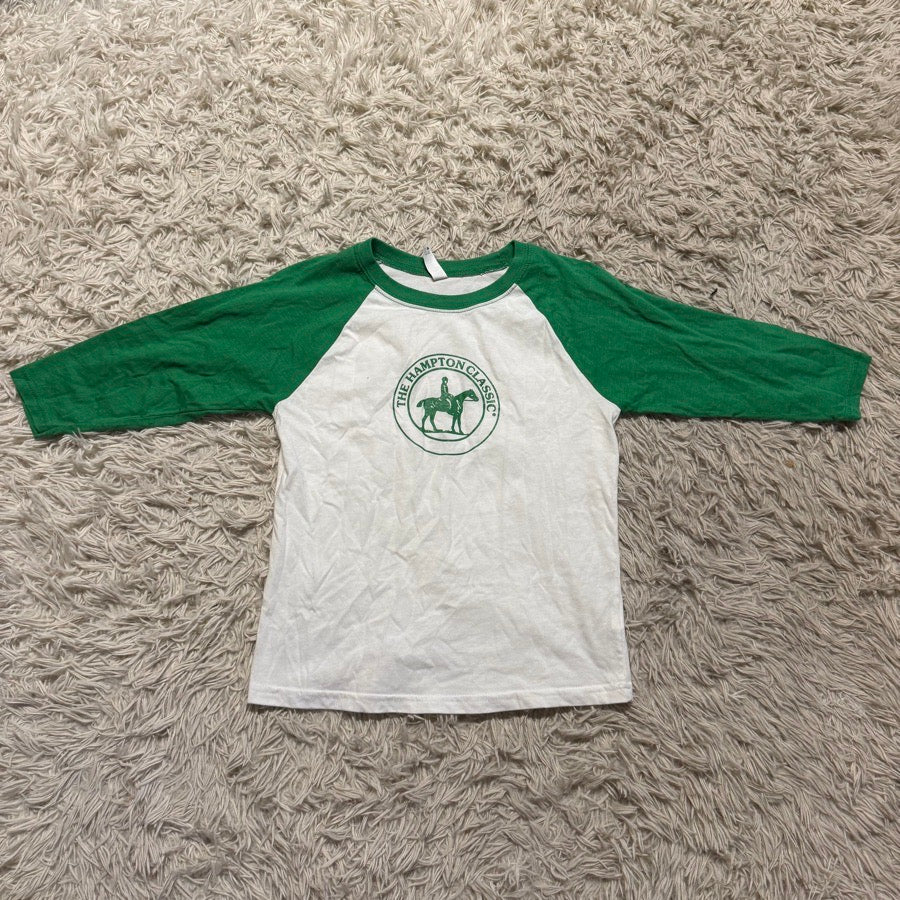 OTHER Girl’s Medium White/Green The Hampton Classics Horseback Riding Shirt. Good Cond