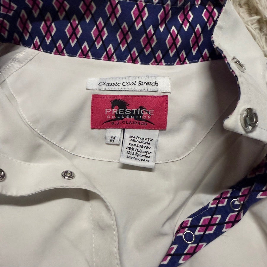Women’s Medium While RJ Classics Long Sleeve Horseback Riding Show Shirt