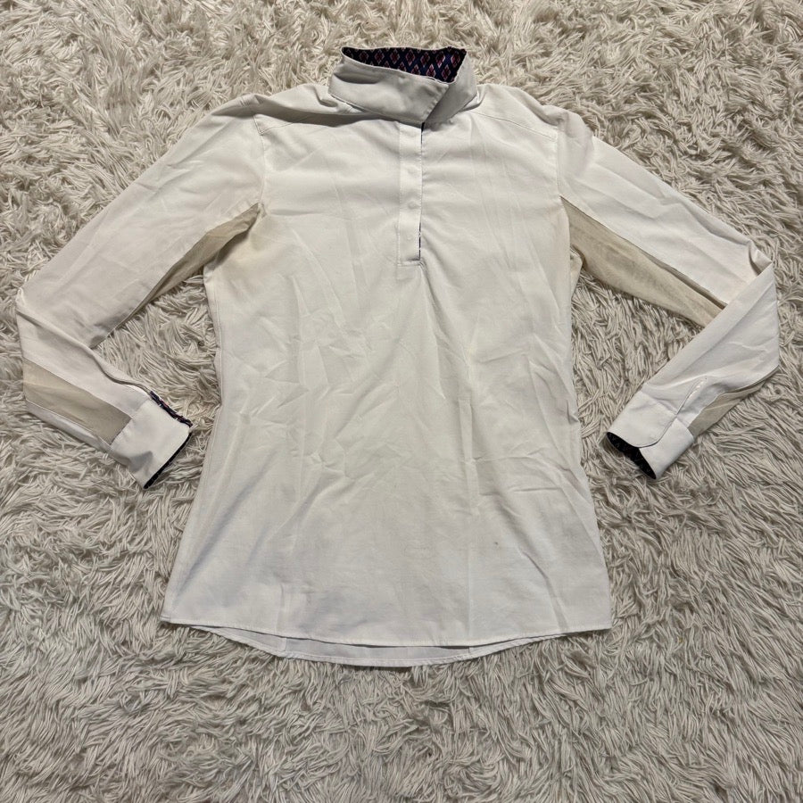 Women’s Medium While RJ Classics Long Sleeve Horseback Riding Show Shirt