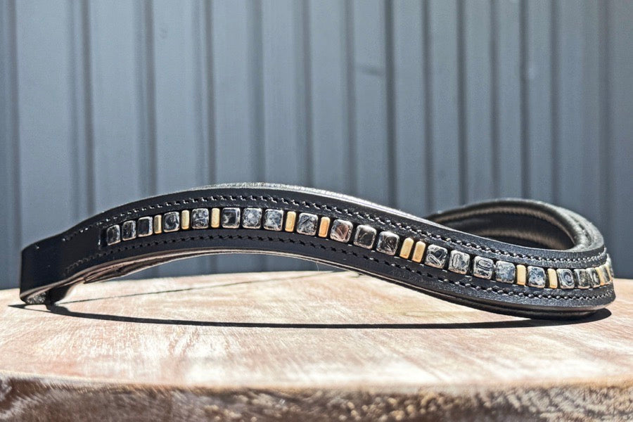 OTHER Black & Gold Beaded Browband (5)