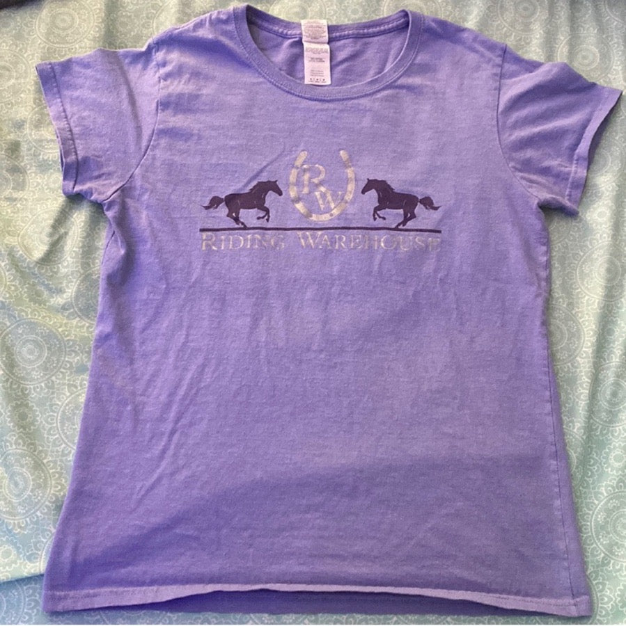 Lavender colored Riding Warehouse Logo T-Shirt