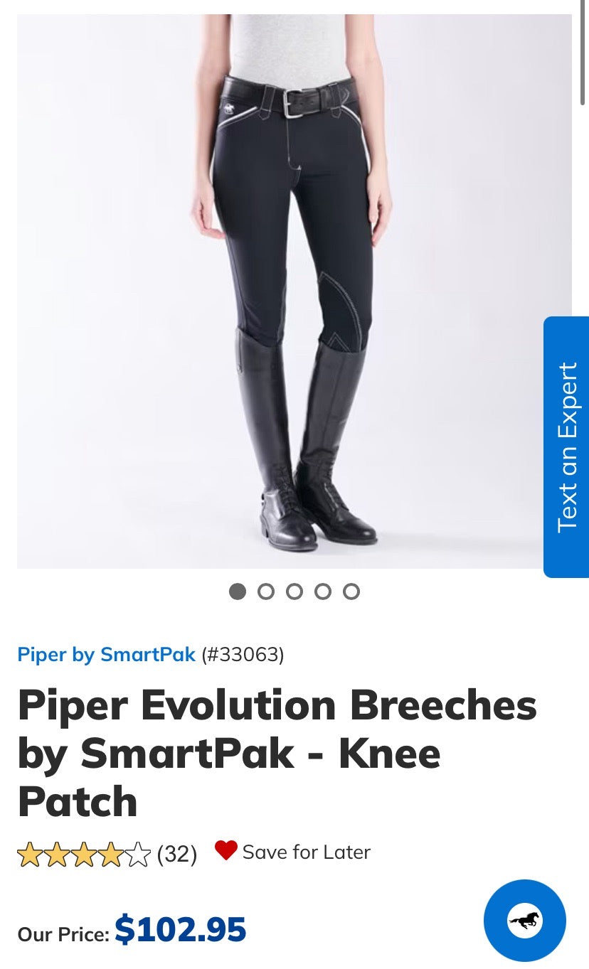 Smart Pak knee patch breeches - Size 28R