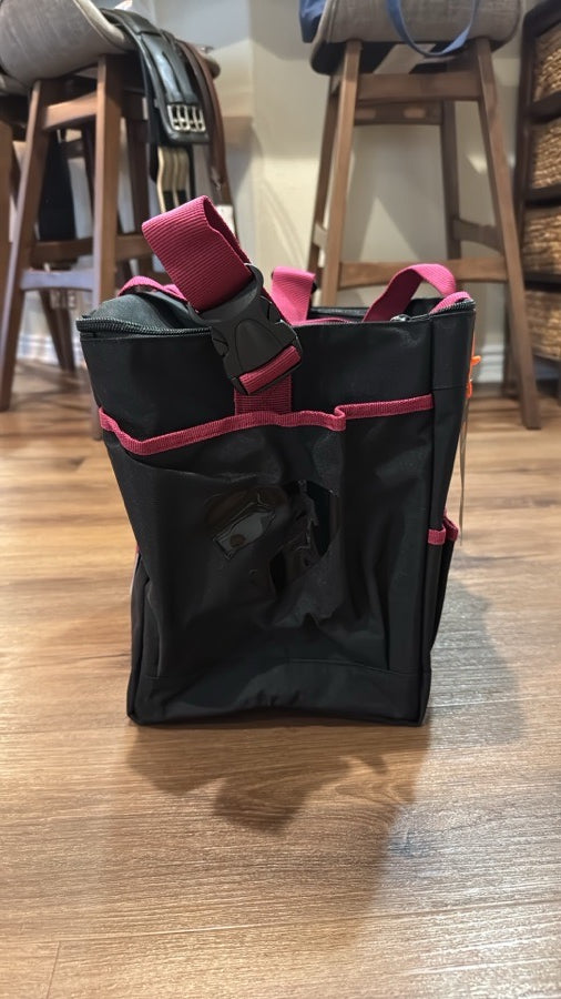 NWT Shires Aubrion Grooming Tote Bag. Black w/ Berry Accents