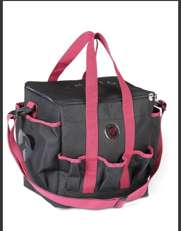 NWT Shires Aubrion Grooming Tote Bag. Black w/ Berry Accents