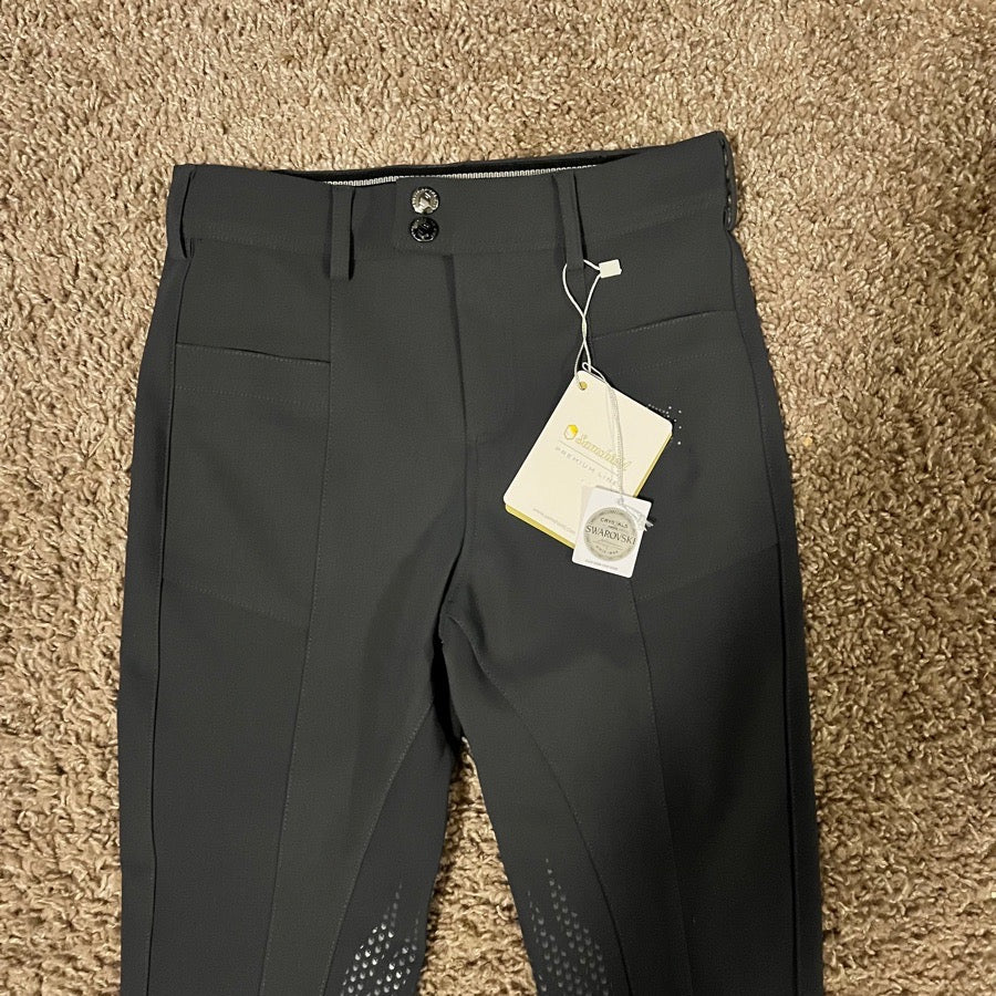 New Women Size 22 Grey Samshield Charlotte Knee Patch Horseback Riding Breeches