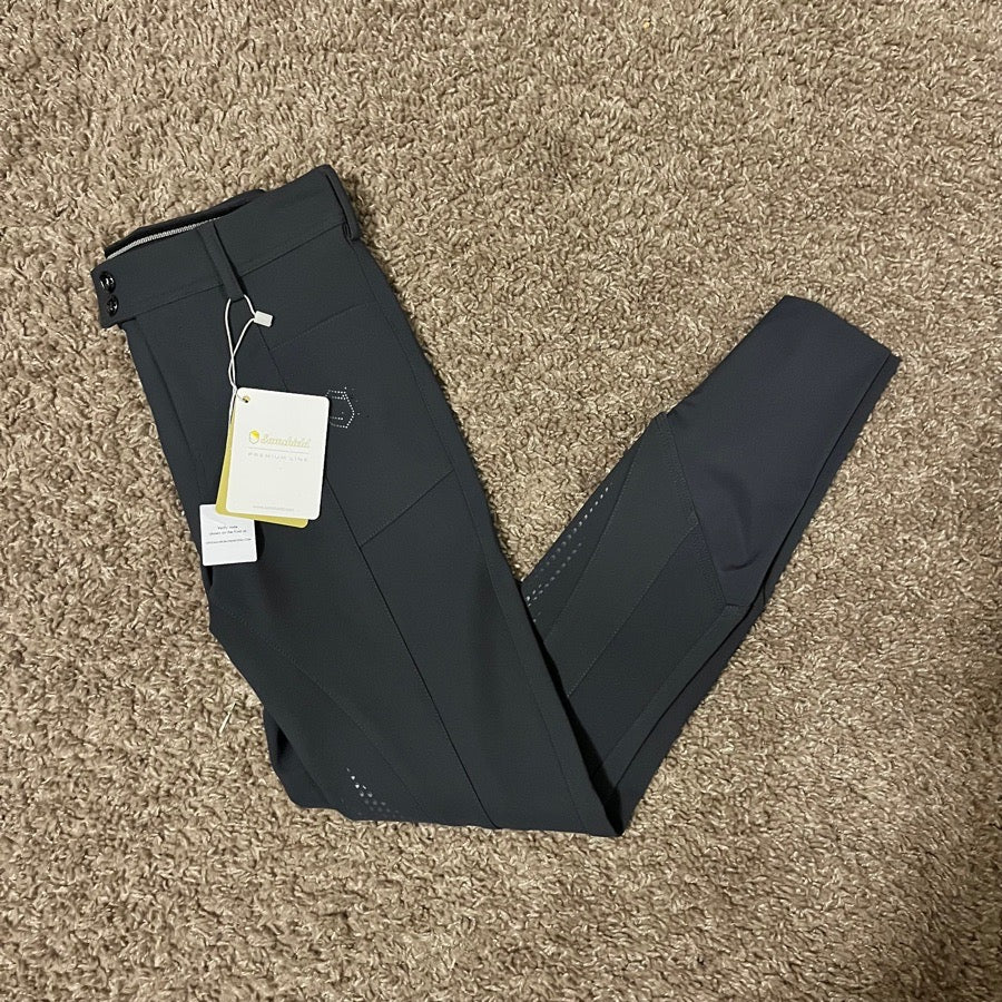 New Women Size 22 Grey Samshield Charlotte Knee Patch Horseback Riding Breeches