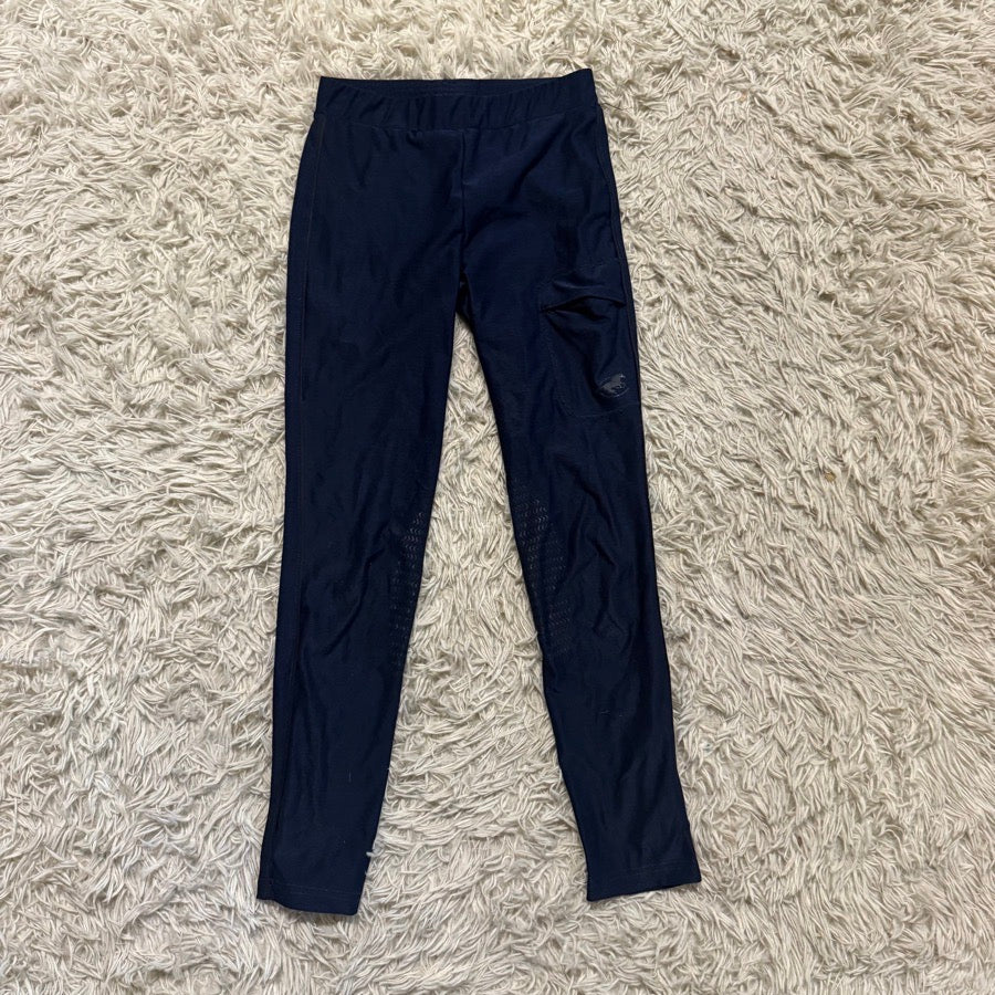 Girl’s Large Navy Knee Patch Horseback Riding Tights Breeches. Good Condition.