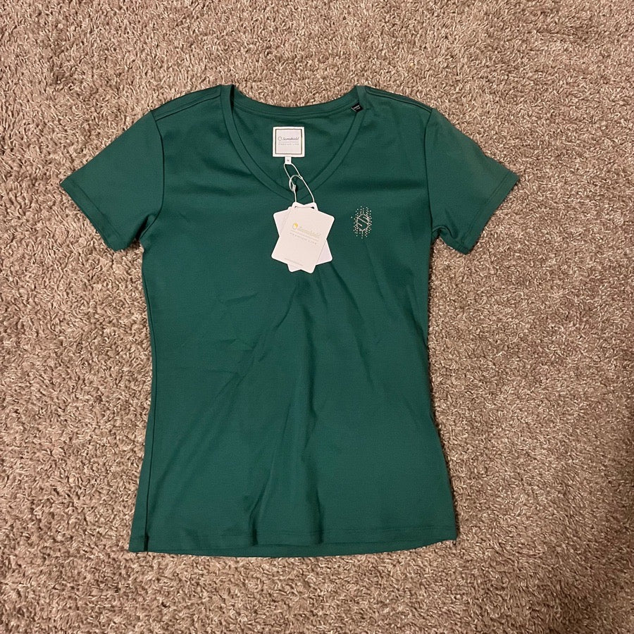 New Women's M Green Samshield Axelle Short Sleeve Horseback Riding T-Shirt