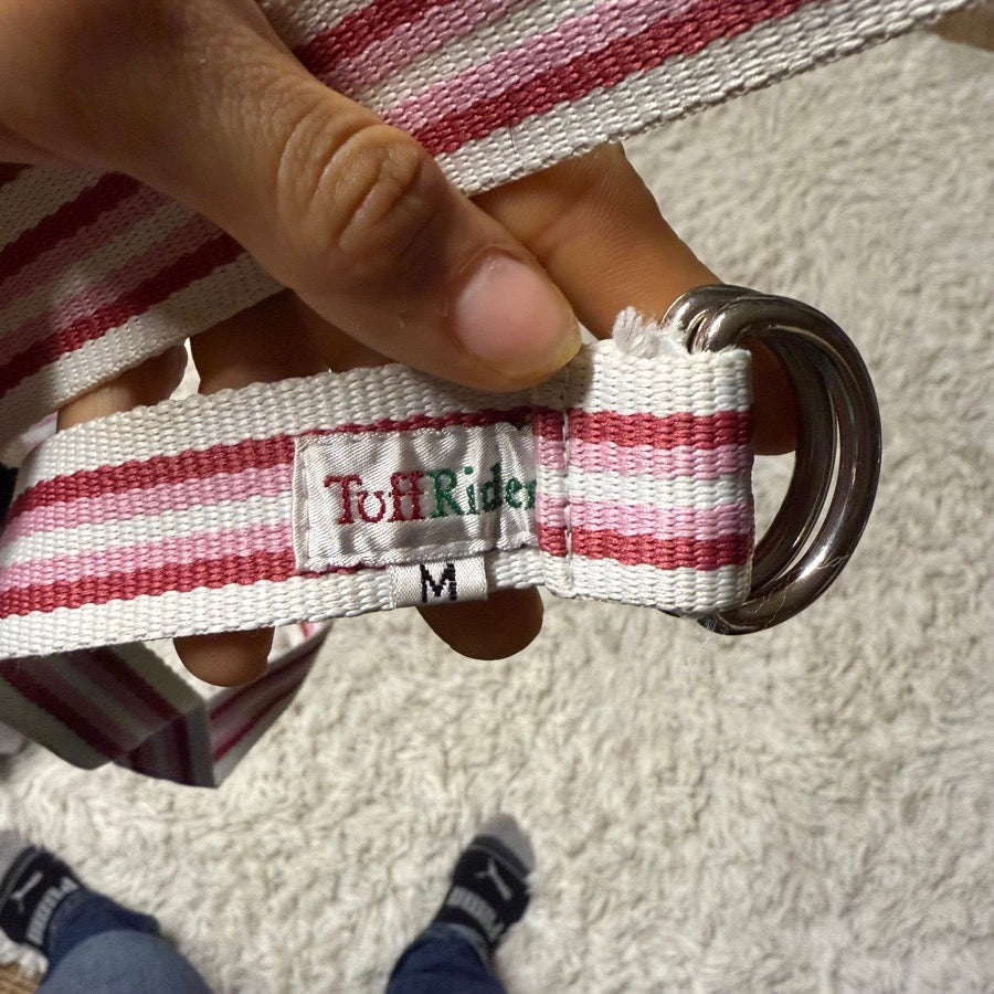 Women’s Medium Pink Striped Tuffrider Horseback Riding Adjustable Belt. Good Con