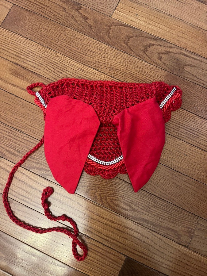 Brand new red pony ear bonnet