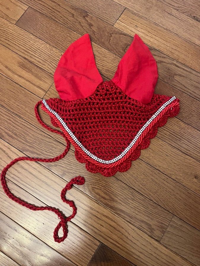 Brand new red pony ear bonnet