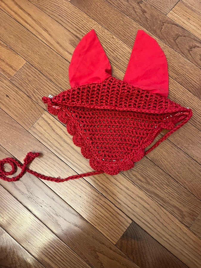 Brand new red pony ear bonnet