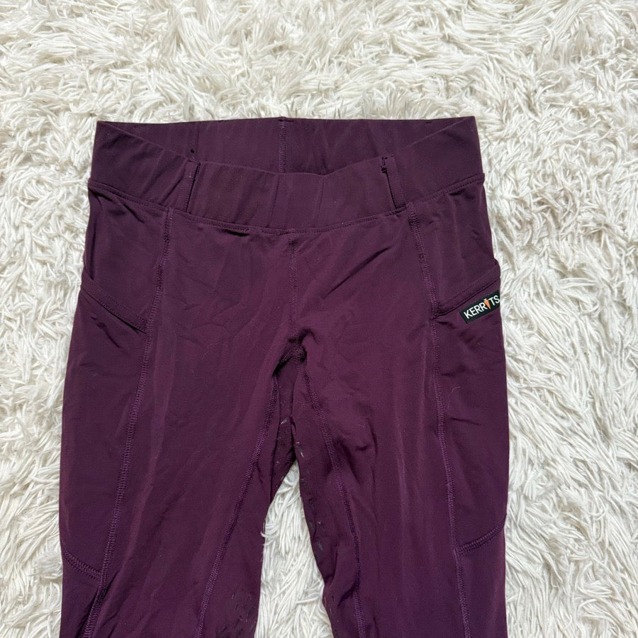 Girl’s Medium Purple Kerrits Full Seat Horseback Riding Tights Breeches. Good Co