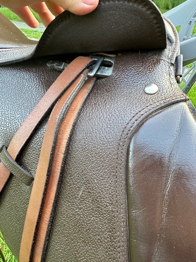 15” Kids All Purpose Saddle w/ stirrup leathers & irons