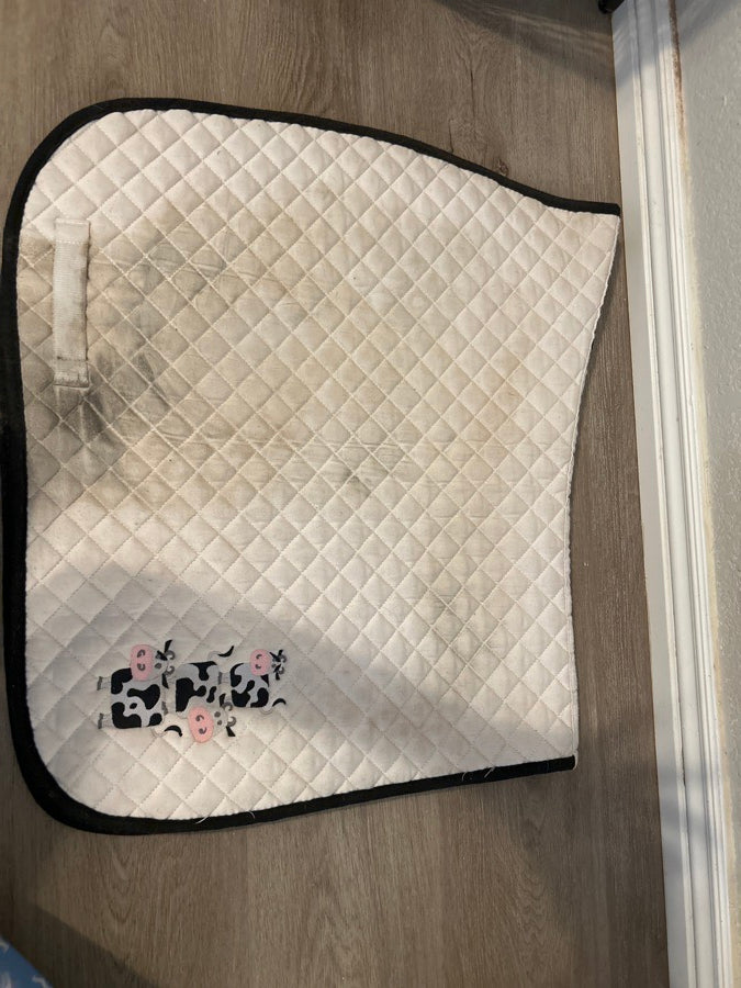 SMARTPAK White Smartpak Dressage Pad with Cow Design
