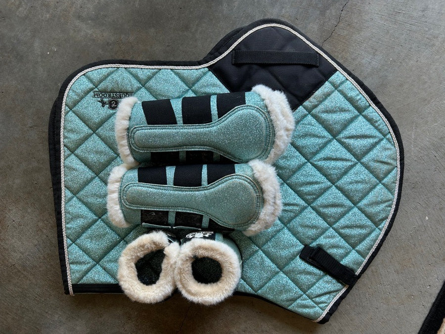 Blue glitter saddle pad set