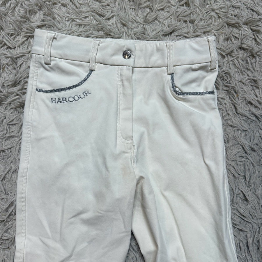 Women’s Size 24 White Harcour Knee Patch Horseback Riding Breeches