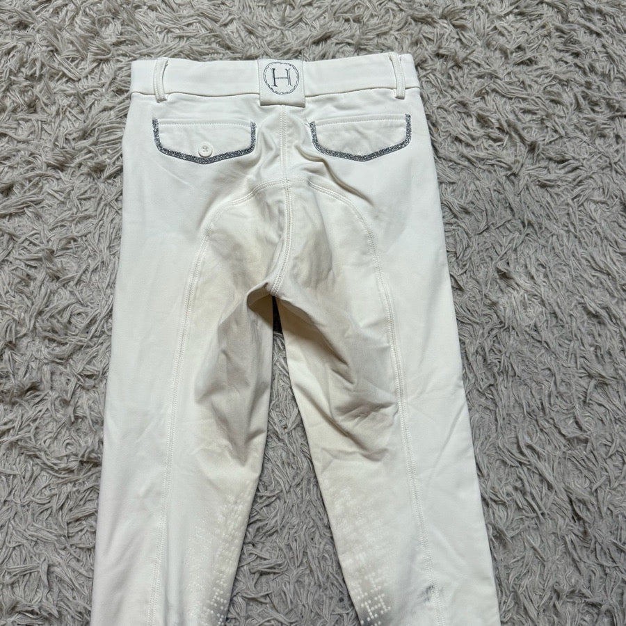 Women’s Size 24 White Harcour Knee Patch Horseback Riding Breeches