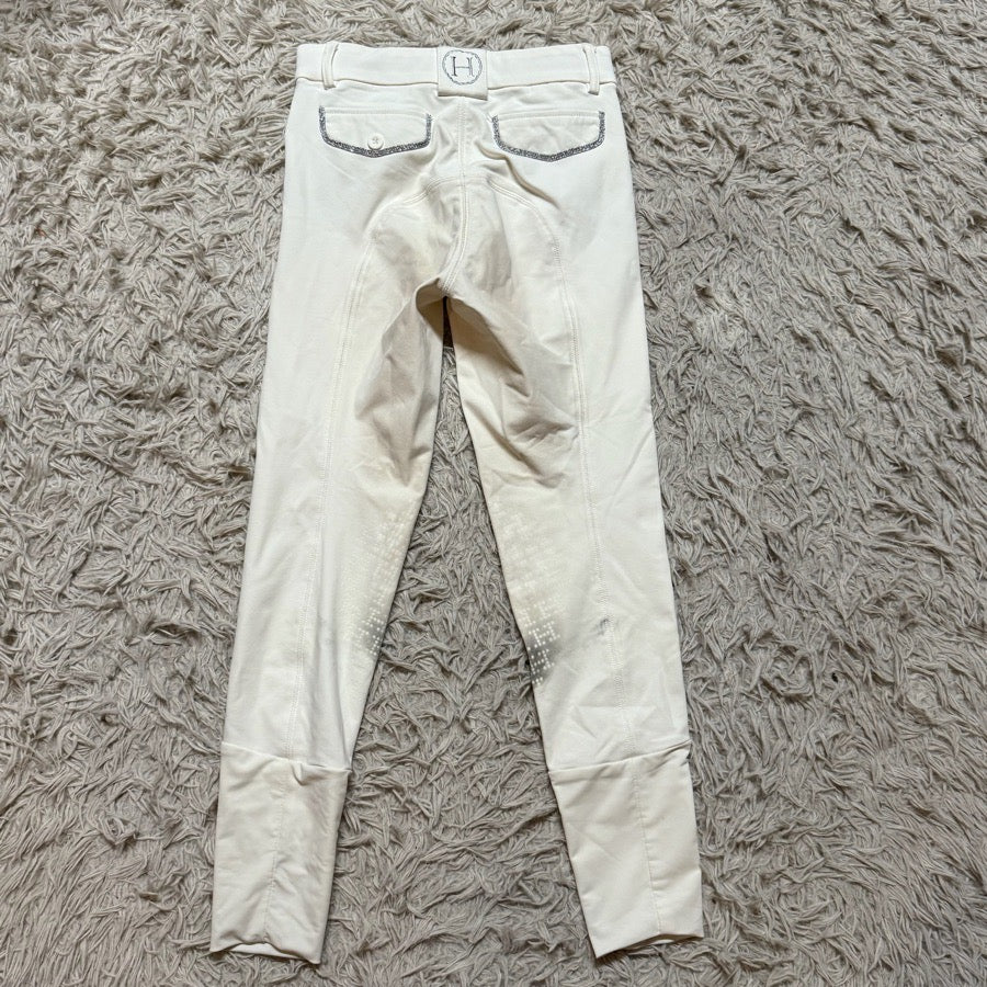 Women’s Size 24 White Harcour Knee Patch Horseback Riding Breeches