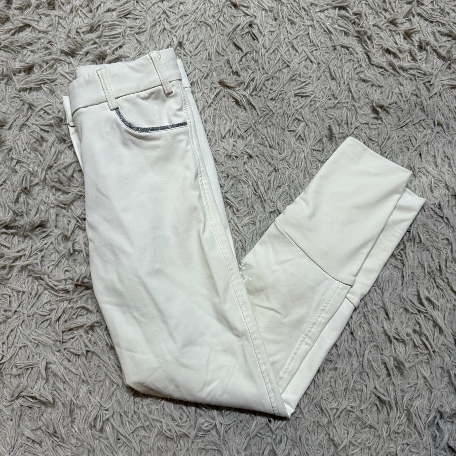 Women’s Size 24 White Harcour Knee Patch Horseback Riding Breeches